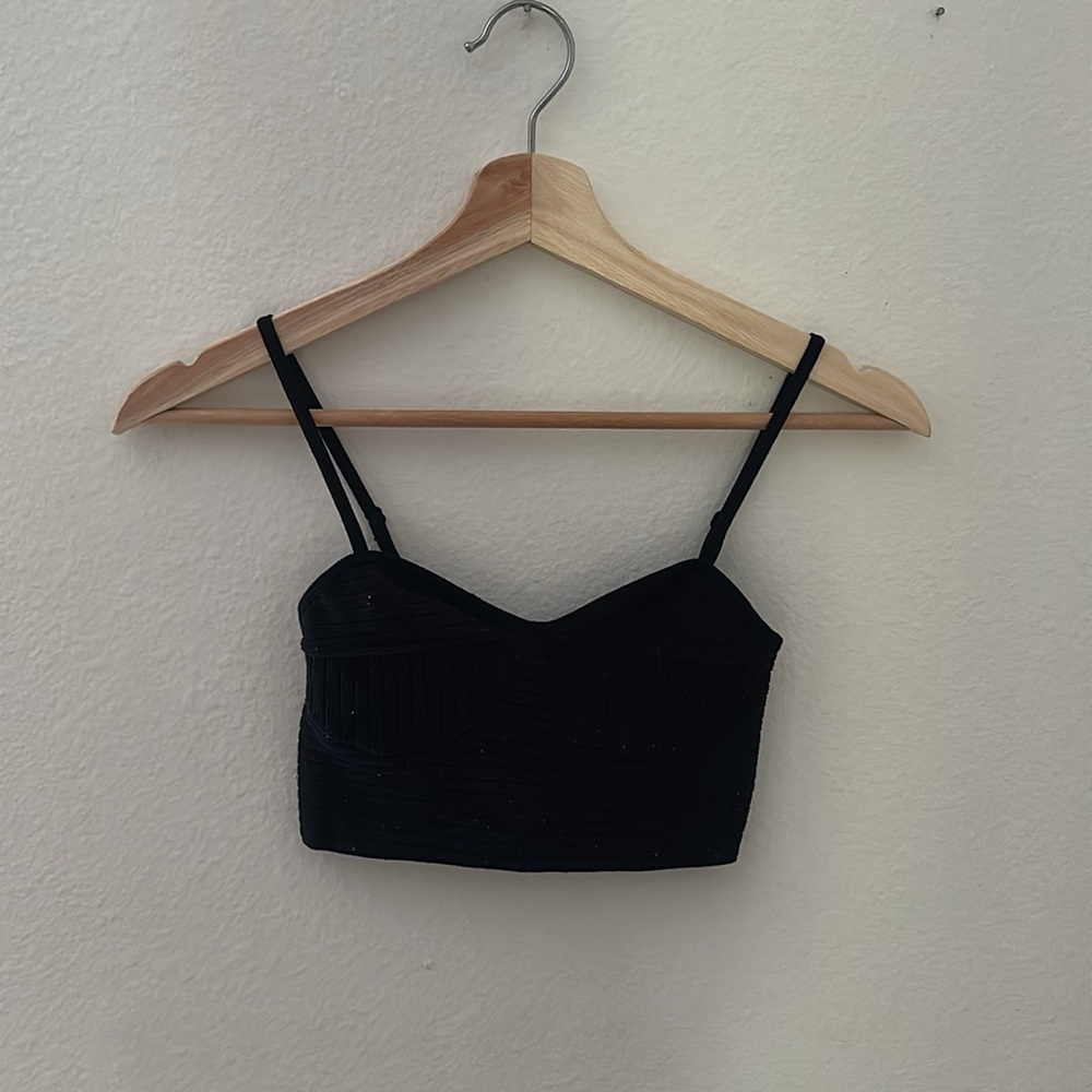 Garage Black Ribbed Crop Top